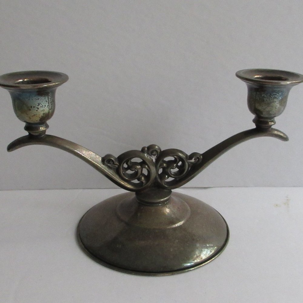 Vtg Wm A Rogers Silverplate Double Arm Candelabra Candlestick Holder